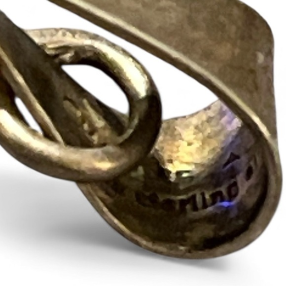 Vintage Charles Albert Handmade Fine Silver Sun Pendant with Turquoise Center - Picture 6 of 6